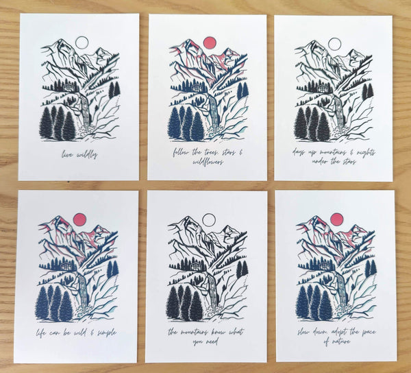 Mountain Song Postcards - Mountain Imagery & Blank Side for Message